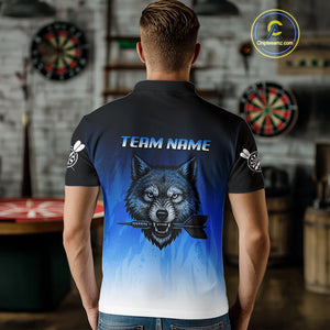 Persionalized Wolf-Head Dart Arrows Blue Dart Shirt For Men, Dart Team Jerseys NYN0112