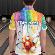 Load image into Gallery viewer, Rainbow Bowling Shirt for Men Women Personalized Polo Bowling Jersey Bowling Outfit QZT680