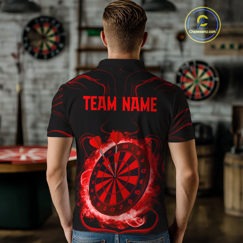 Lightning Smoke Red Dartboard Men's Darts Shirt - Custom Name For Darts Jersey NYN0471