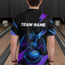 Load image into Gallery viewer, Teal And Purple Dragon Bowling Shirt Custom Name Bowling Jersey Team Bowling Polo Shirts QZT674