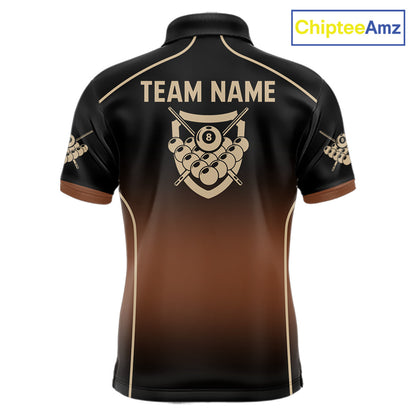 Black And Brown 8 Ball Pool Men Billiard Polo & 1/4-Zip Shirt Custom Billiard Balls Jerseys NYN2442