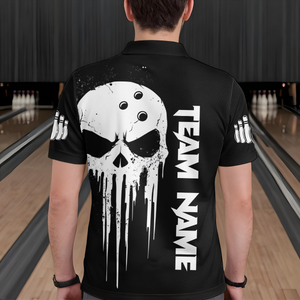 Black Skull Bowling Jersey Men Custom Bowling Team Shirts Bowling Men Polo Shirt CP31