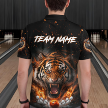 Load image into Gallery viewer, Custom Flame Tiger Bowling Shirt Orange Polo Bowling Jersey for Men and Women Gifts QZT639