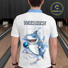 Load image into Gallery viewer, Blue Shark Bowling Custom Men Bowling Shirt Polo &amp; Quarter-Zip Bowling Team Jerseys HNT62