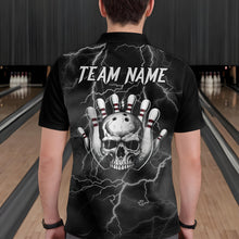 Load image into Gallery viewer, Skull Bowling League Shirt Men Bowling Jersey Team Lightning Thunder Bowling Polo Shirt BDT335