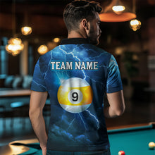 Load image into Gallery viewer, Blue Thunder 8 &amp; 9 Ball Billiards Shirt Men Team Polo &amp; 1/4 Zip Shirts Billiard Jersey NNT17