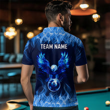 Load image into Gallery viewer, Personalized Blue Eagle Flaming 8 Ball Pool Bliiard Polo &amp; 1/4 Zip, Billiard Shirt for Men Team NNT36