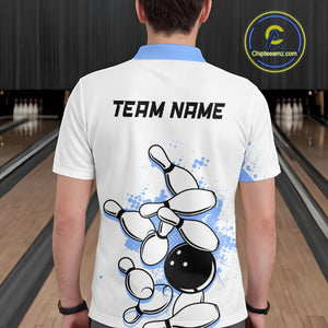 Blue Vintage Bowling Custom Men Bowling Shirt Polo & Quarter-Zip Bowling Team Jerseys HNT68