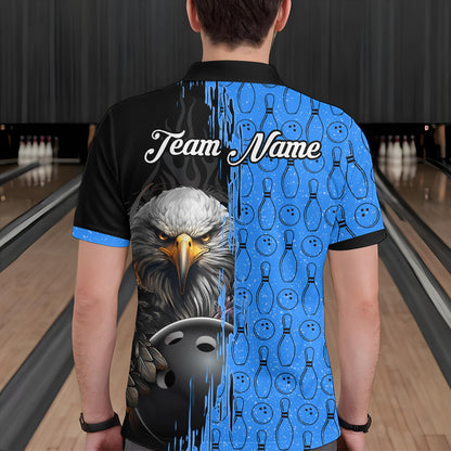 Blue Eagle Bowling Custom Men Bowling Shirt Polo & Quarter-Zip Bowling Team Jerseys HNT49
