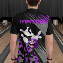 Load image into Gallery viewer, Personalized Purple Crazy Bowling Shirt Polo Bowling Jersey Bowling Outfit QZT609