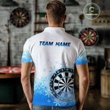 Load image into Gallery viewer, Blue Icy Frozen Darts Shirts With Pocket For Men Custom Darts Team Jerseys TDM4035