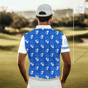 Blue and white golf pattern Mens Golf polo shirts custom name golf beer outfit men golf clothes NQS9856
