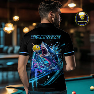 Blue 8 Ball & 9 Ball Pool Billiard Shark Polo & Quarter Zip For Men Custom Team Billiard Jerseys TDM3853