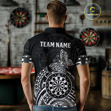 Load image into Gallery viewer, Custom White Black Tribal Dartboard Butterfly Darts Shirts For Men, Darts Team Jerseys Outfit TDM3988