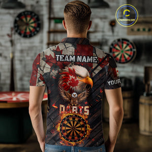 Canada Flag 3D Dartboard Fire Flame Custom Eagle Darts Shirt For Men, Patriotic Darts Team Jersey TDM4148