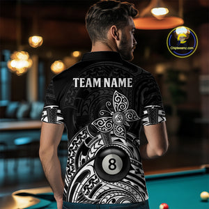 Custom White Black Tribal Butterfly Billiard Shirts For Men | 8 Ball Pool Team Jerseys TDM3987