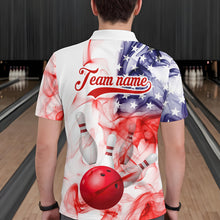 Load image into Gallery viewer, American Flag Smoke Bowling Shirt for Men Custom Polo &amp; Quarter-Zip Team Bowling Jersey with Team HNT21