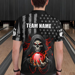 Skull Bowling Shirts Custom Name Bowling Jersey for Men Polo & Quarter Zip Team Bowling Shirts Unisex HNT04