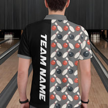 Load image into Gallery viewer, Dark Grey Bowling Pattern Custom Men Bowling Polo &amp; Quarter-Zip Shirts Bowling Team Jerseys HNT45