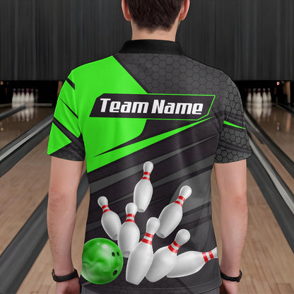 Green Bowling Shirt for Men&Women Team Bowling Jersey Colorful Bowling Polo & 1/4 Zip MBL49
