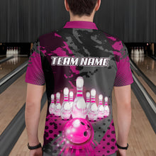 Load image into Gallery viewer, Fire Bowling Shirt Custom Pink Bowling Jersey for Men Women with Team Name MBL63