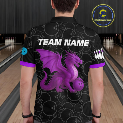 Custom Purple Dragon Bowling Shirts for Men Women Team Bowling Polo & Quarter Zip MBL86