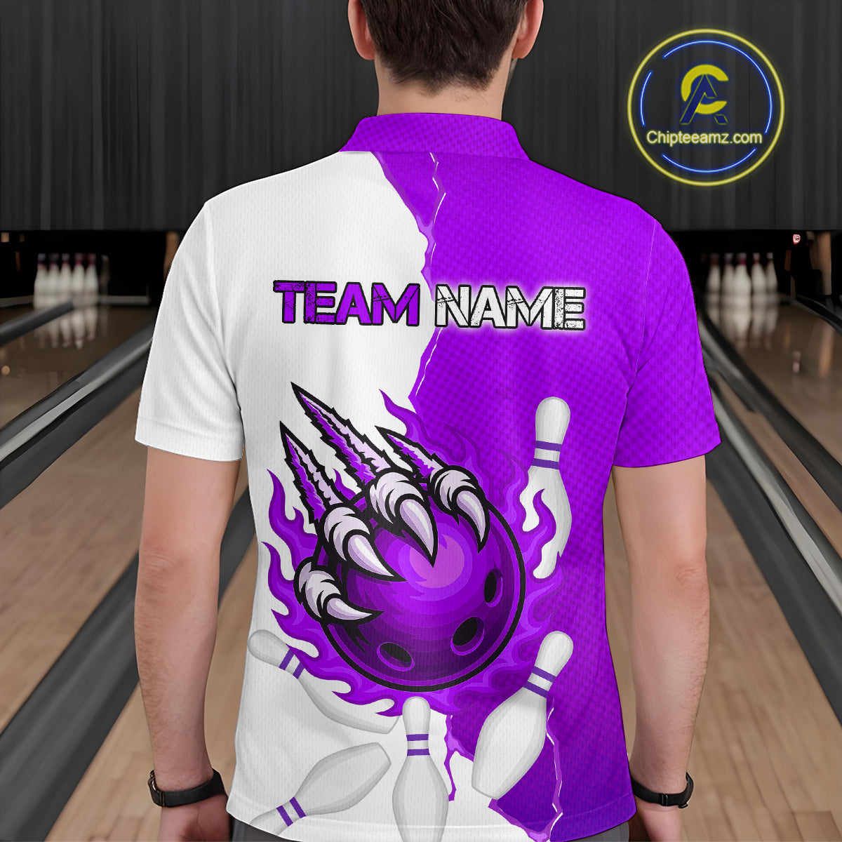 Custom Sharp Claws Bowling Shirt Purple Men Women Team Bowling Flaming Jerseys MBL91