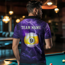 Load image into Gallery viewer, Purple Thunder 8 &amp; 9 Ball Billiards Shirt Men Team Polo &amp; 1/4 Zip Shirts Billiard Jersey NNT17