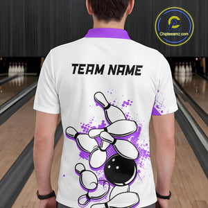Purple Vintage Bowling Custom Men Bowling Shirt Polo & Quarter-Zip Bowling Team Jerseys HNT68