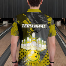 Load image into Gallery viewer, Fire Bowling Shirt Custom Yellow Bowling Jersey for Men Women with Team Name MBL63