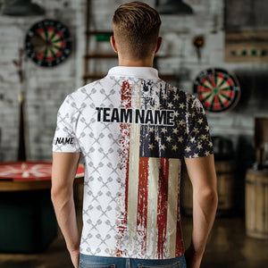 Grunge Retro US Flag Custom Darts Shirt For Men, Darts Jersey Pocket Option TDM3797