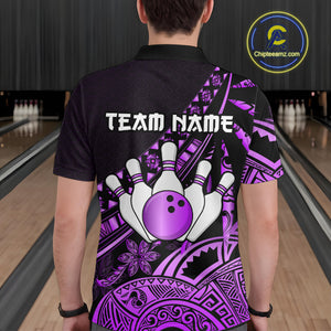 Purple Vintage Bowling Custom Men Bowling Shirt Polo & Quarter-Zip Bowling Team Jerseys HNT69