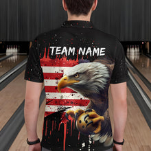 Load image into Gallery viewer, American Flag Bowling Shirt Custom Eagle Bowling Jersey for Men And Women Polo Bowling League QZT630