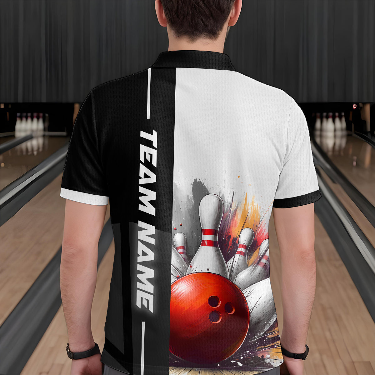 Custom Bowling Jersey for Men Bowling Gifts for Men Bowling Team Shirts with Name Polo & 1/4 Zip HNT25
