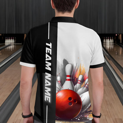 Custom Bowling Jersey for Men Bowling Gifts for Men Bowling Team Shirts with Name Polo & 1/4 Zip HNT25