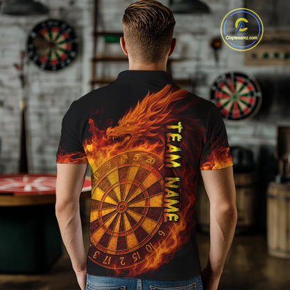 Personalized 3D Orange Dartboard Dragon Flame Dart Shirts For Men Custom Darts Team Jerseys TDM4069