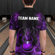 Load image into Gallery viewer, Purple Dragon Custom Name Bowling Shirts For Men, Bowling Team Jersey Polo &amp; Quarter-Zip Shirt HNT39