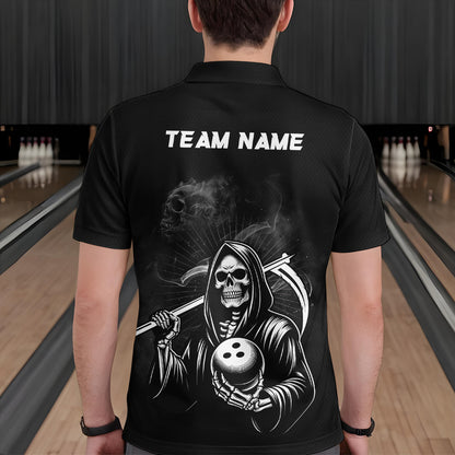 Custom Bowling Shirt Skull Bowling Polo Shirt for Men Bowling Team League QZT299