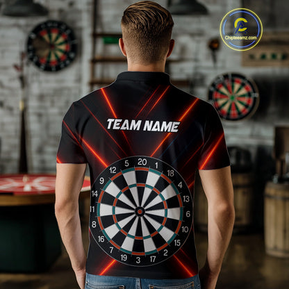 Men's Personalized Darts Shirt With Red Laser Streaks And Dual Dartboards NYN0268