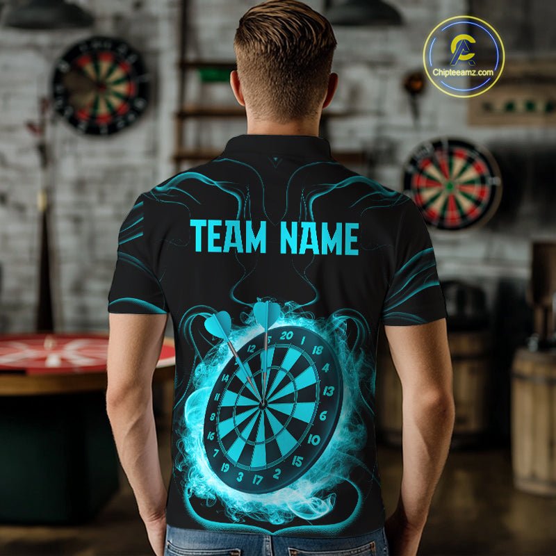 Lightning Smoke Turquoise Dartboard Men's Darts Shirt - Custom Name For Players NYN0470