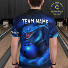 Load image into Gallery viewer, Custom 3D Blue Cobra Snake Bowling Team Shirt Bowling Jersey Outfit for Men Polo &amp; Quarter-Zip QZT723