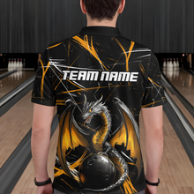 Load image into Gallery viewer, Black &amp; Gold Dragon Bowling Shirt Custom Polo Bowling Jersey for Men Women QZT682