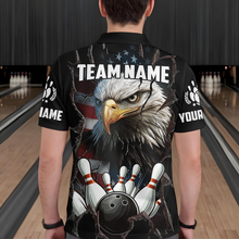 Load image into Gallery viewer, US Flag Eagle Bowling Shirt for Men Personalized Polo &amp; Quarter-Zip Team Bowling Jersey with Team HNT02