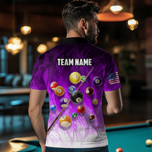 Load image into Gallery viewer, Personalized Purple Pool Player Billiard 8 Ball Polo &amp; 1/4 Zip For Men Custom Billiard Jerseys TDM3658