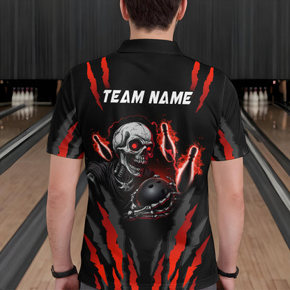 Skull Bowling Custom Men Bowling Polo & Quarter-Zip Bowling Team Jerseys HNT47