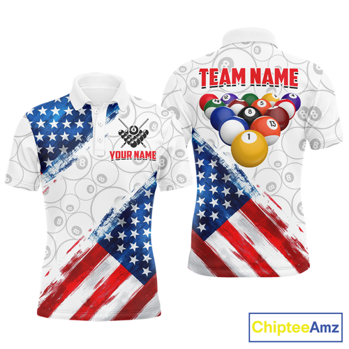 American Flag Personalized Billiard Team Jersey Billiard Gifts for Men Polo & 1/4 Zip Shirts NNT41