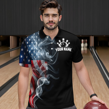 Load image into Gallery viewer, Custom Skull Bowling Shirts For Men Women American Flag Bowling Jersey Team BDT507