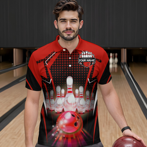 Personalized Bowling Jersey Bowling Jersey Bowling Polo Shirt for Men QZT59