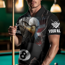 Load image into Gallery viewer, Custom Name Eagle Billiard Shirt American Flag Billiard Jersey for Men Polo &amp; 1/4 Zip Shirt Team NNT02