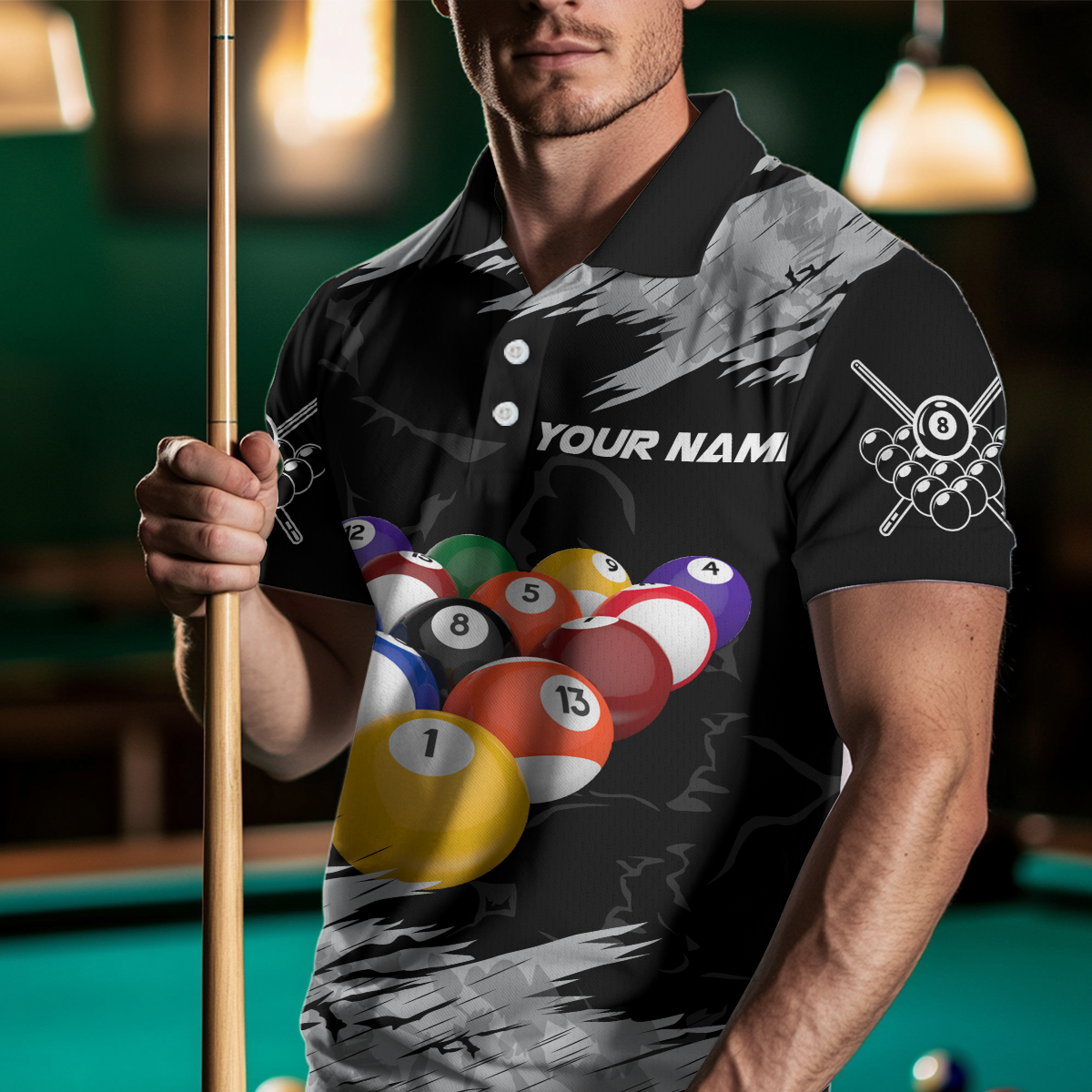 Billiard Shirt Billiard Jersey for Men Billiard Gifts for Men Team 8 Ball Polo & 1/4 Zip NNT13